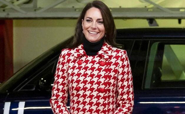 Kate Middleton Gives Ode To Princess Diana at Rugby Match In Houndstooth Coat Dress & Ankle Boots With Prince William