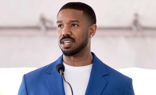 Michael B. Jordan Celebrates Hollywood Walk of Fame Star in Blue Versace Suit & Lace-Up Boots