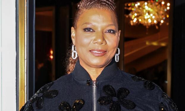 Queen Latifah Gives Her Edgy Style a Floral Twist in Sequined Bomber Jacket & Celine Boots for ‘Champion’ Opening Night