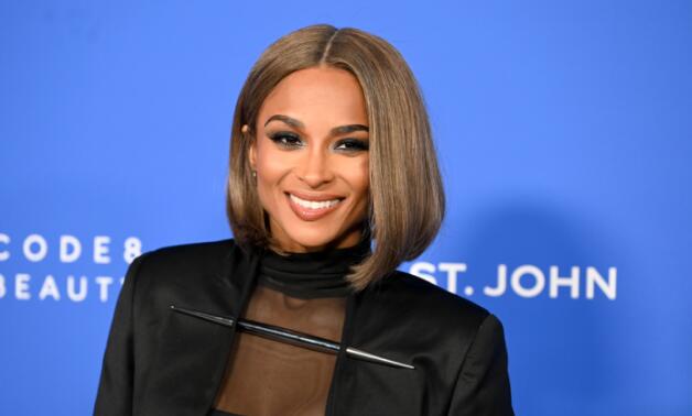 Ciara Shows Off Her Denim Thigh-High Boots With Edgy Optical Illusion Dress
