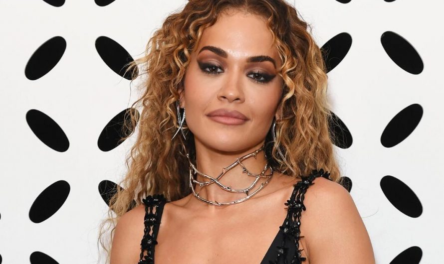 Rita Ora Continues Her Sheer Style Streak in Beaded Net Dress & Crystalized Giuseppe Zanotti Boots at British Vogue x Self Portrait Summer Party