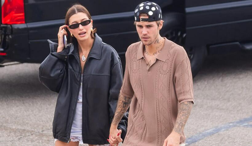 Hailey Bieber Masters Model-Off-Duty Style in Square-Toed Loafers With Justin Bieber in New York