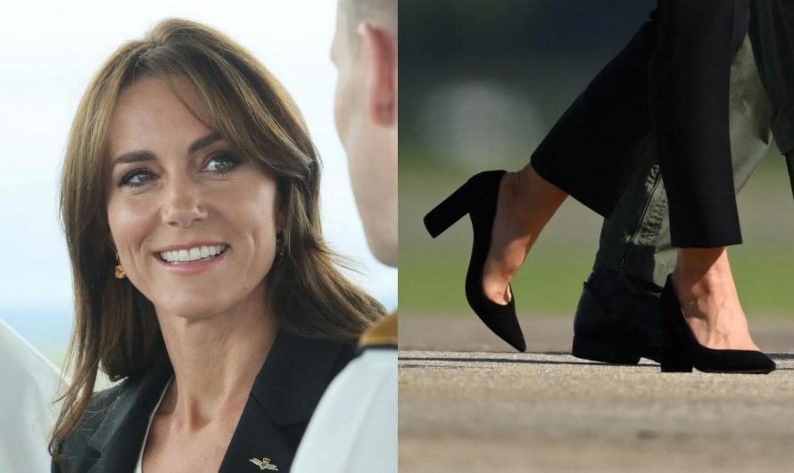 Kate Middleton Matches Her Signature Power Dressing Style With Her Shoes for Royal Naval Air Station Visit