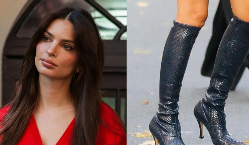 Emily Ratajkowski Brings Wild Flair to Fall With Python Knee-High Boots by Loewe