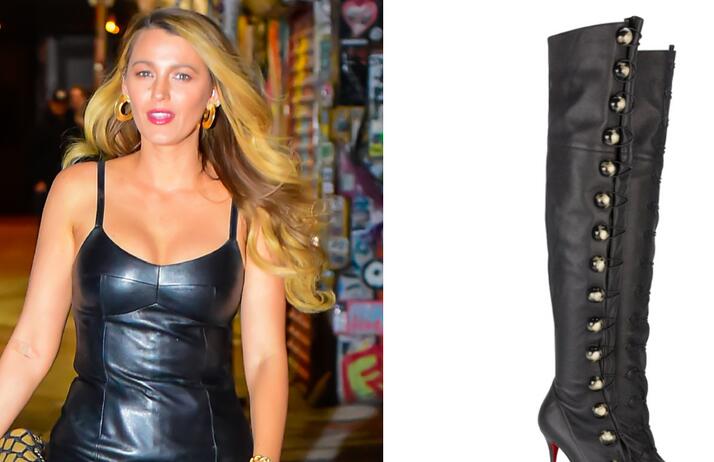 Blake Lively Embraces Lux Leather Trend With Christian Louboutin Stiletto Boots to Celebrate Taylor Swift’s 34th Birthday