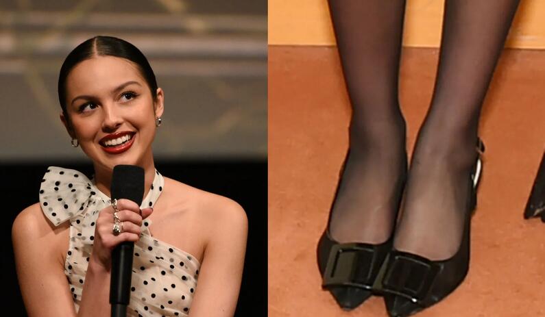 Olivia Rodrigo Keeps It Classic in Black Slingback Buckle Heels at ‘The Hunger Games: The Ballad of Songbirds & Snakes’ Event