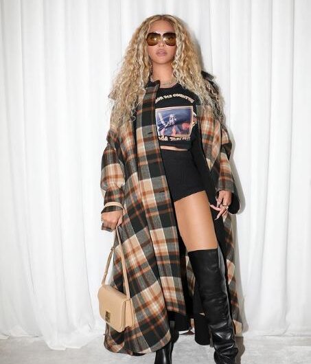 Beyoncé Does Subtle Western Dressing in a Massive Wool Coat and No Pants