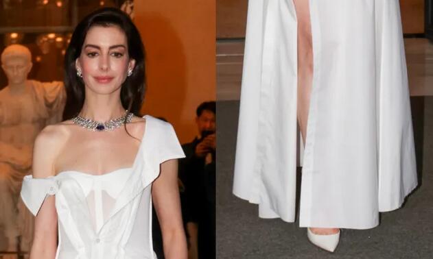 Anne Hathaway Continues to Embrace Monochromatic Heels While in Rome