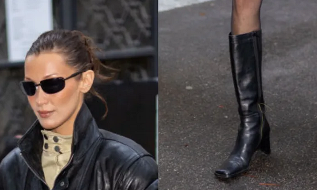 Bella Hadid Slips on Black Knee-High Boots as She Gears Up for Paris Fashion Week